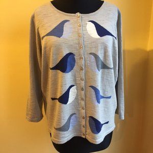 MANSTED Bird motif cotton cardi (M)